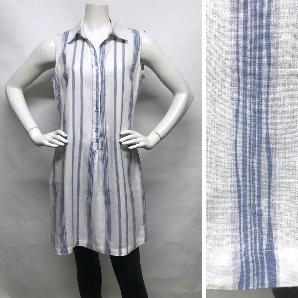 MALVIN I Love LINEN White Tunic Top Dress M 36"Lng